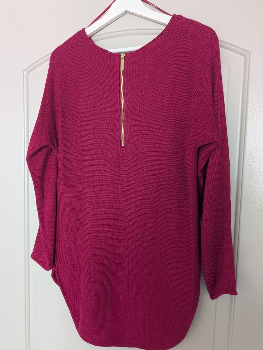 Michael Kors S Magenta Tunic Sweater — Gold Back Zip